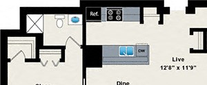 3 Bed 3 Bath Penthouse 1435 Floor Plan 3 Bed 3 Bath Penthouse 1435 Floor Plan at Reside on Green Street Apartments, IL, 60642